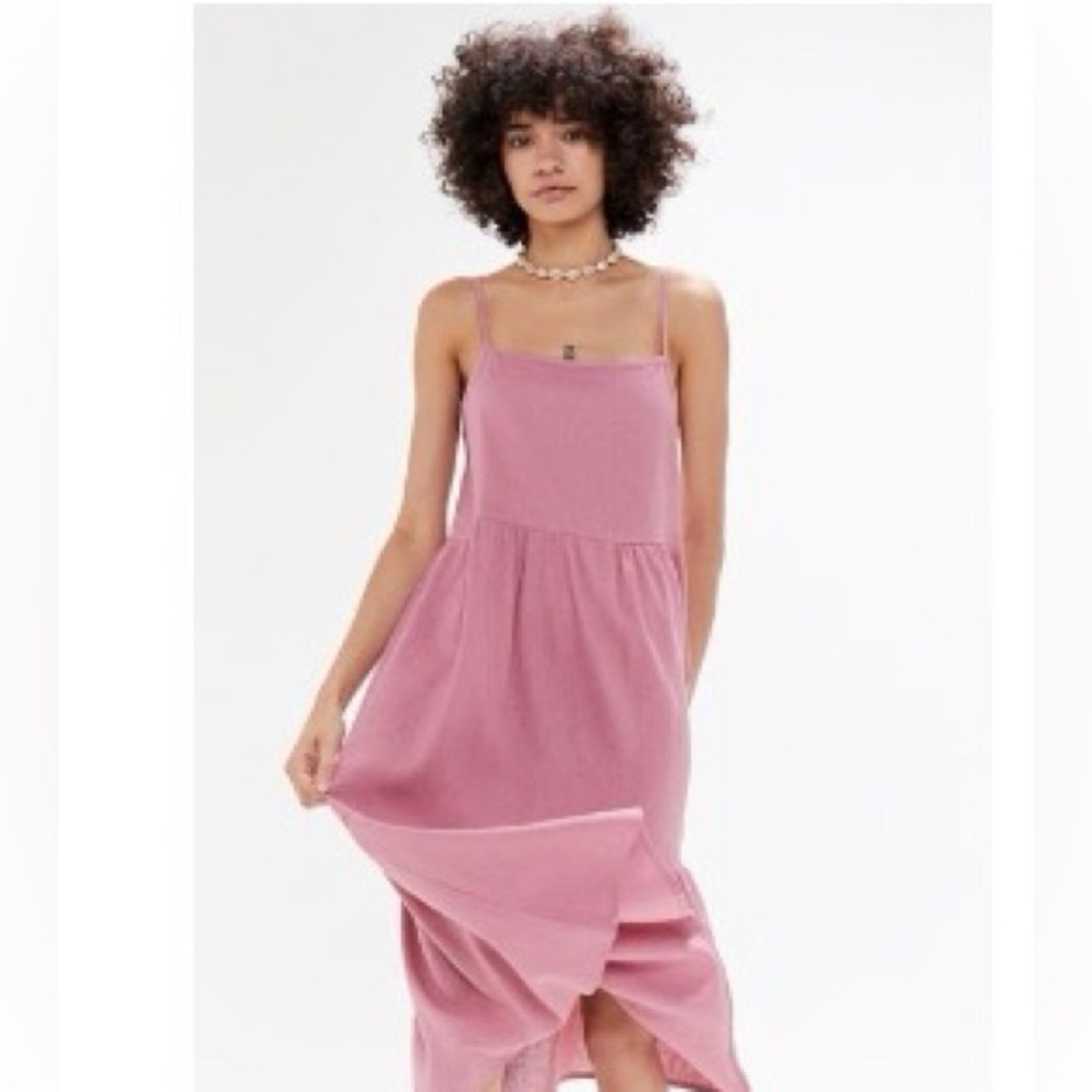 NWT Urban Outfitters Renewal Remnants Tiered Linen Midi Dress